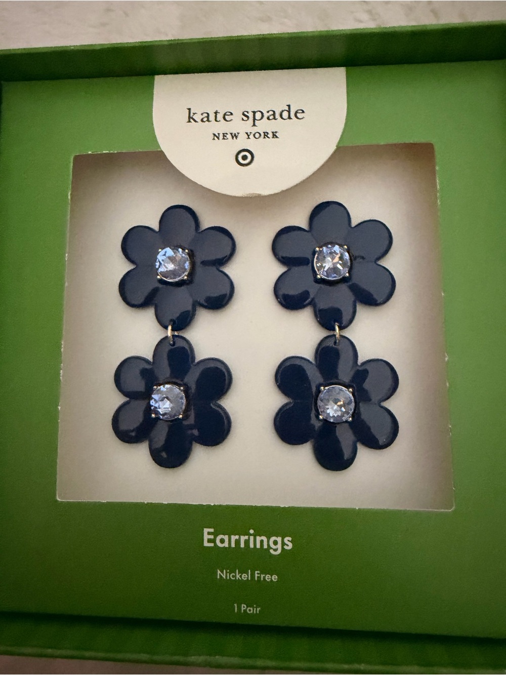 kate spade New York Navy Flower Drop Earrings